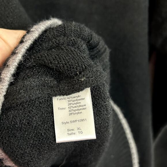 Elan Cheers Sweater Quarter Zip Womens Size XL Black Gray Silver - Picture 7 of 9